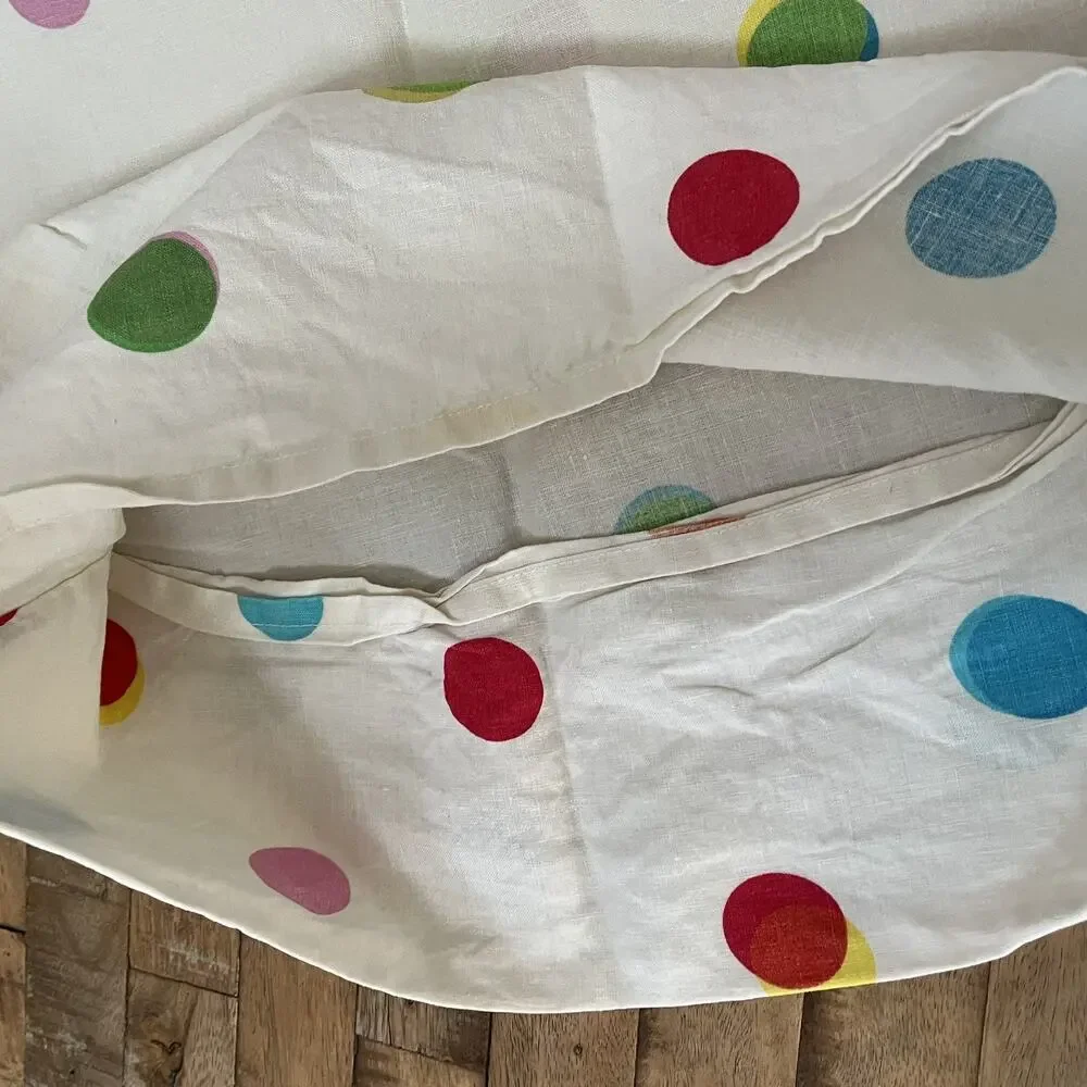 IKEA 100% Linen Rainbow Polka Dot 79x39.5 Duvet Cover and Pillowcase